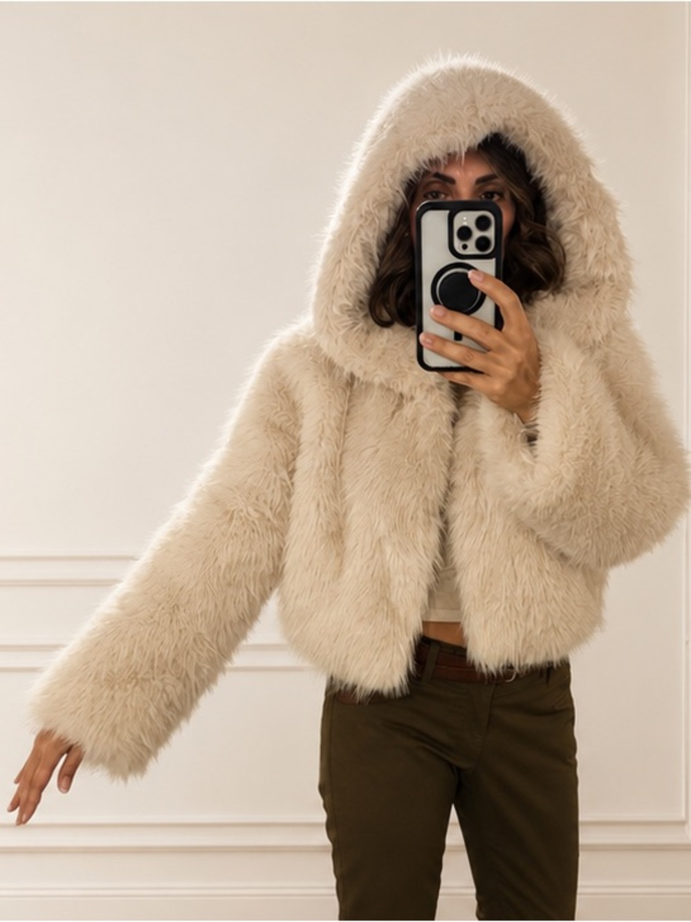 NWT Wild Fable  Cream Faux Fur Teddy Jacket